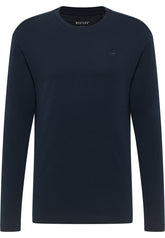 Mustang Arlington Męski Longsleeve Koszulka z Długim Rękawem Logo Dark Sapphire 1015674 4136